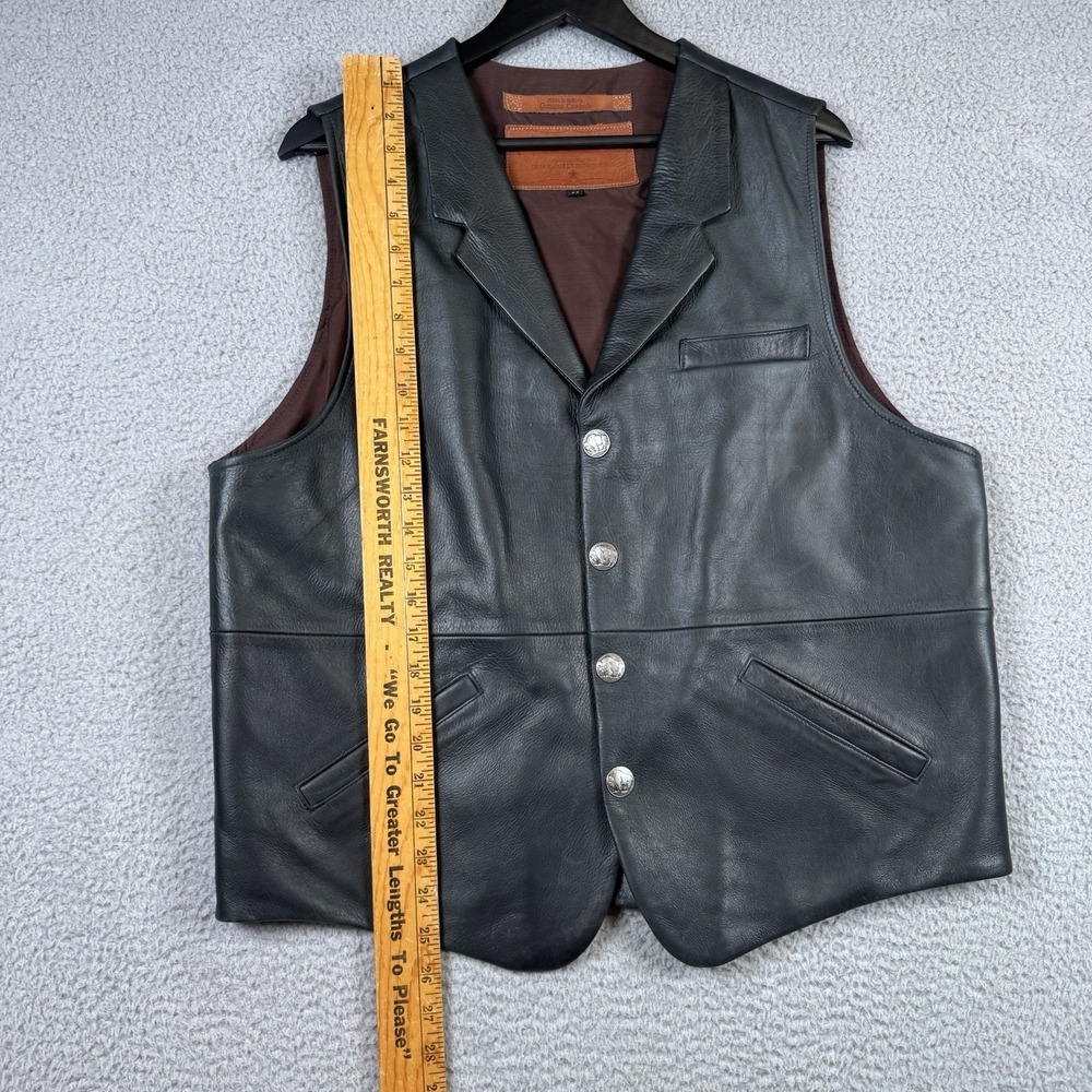 Coronado Leather Vest Mens 44 Black Cowhide Concealed Carry Buffalo Snap Biker - Picture 12 of 16